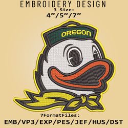 Oregon Ducks NCAA Logo, Embroidery design, NCAA Oregon Ducks, Embroidery Files, Machine Embroider Pattern