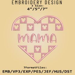 Mama Checkered, Heart Mouse, Mama Gift Ideas, Embroidery design, Mother's Day, Embroidery Files, Digital Download
