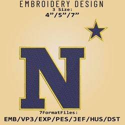 Navy Midshipmen NCAA Logo, Embroidery design, NCAA Navy Midshipmen, Embroidery Files, Machine Embroider Pattern