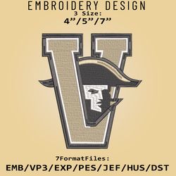 Vanderbilt Commodores NCAA Logo, Embroidery design, NCAA Vanderbilt, Embroidery Files, Machine Embroider Pattern