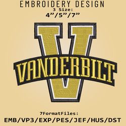NCAA Vanderbilt Commodores Logo, Embroidery design, NCAA Vanderbilt, Embroidery Files, Machine Embroider Pattern