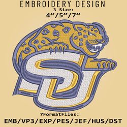 NCAA Southern Jaguars Logo, Embroidery design, NCAA Southern Jaguars, Embroidery Files, Machine Embroider Pattern