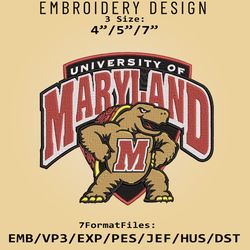 NCAA Maryland Terrapins Logo, Embroidery design, NCAA Maryland Terrapins, Embroidery Files, Machine Embroider Pattern