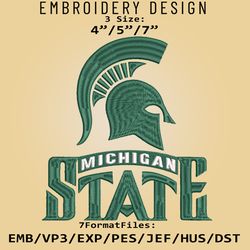 Michigan State Spartans NCAA Logo, Embroidery design, NCAA Michigan State, Embroidery Files, Machine Embroider Pattern