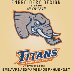 Cal State Fullerton Titans NCAA Logo, Embroidery design, NCAA Titans, Embroidery Files, Machine Embroider Pattern