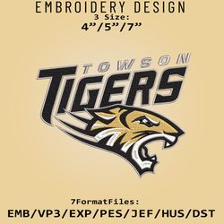 Towson Tigers NCAA Logo, Embroidery design, NCAA Towson Tigers, Embroidery Files, Machine Embroider Pattern