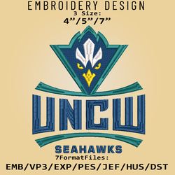 NCAA UNC Wilmington Seahawks Logo, Embroidery design, UNC Wilmington NCAA, Embroidery Files, Machine Embroider Pattern