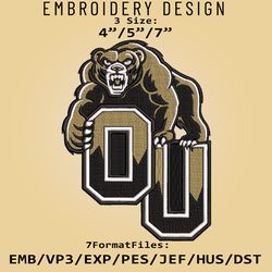 Oakland Golden Grizzlies NCAA Logo, Embroidery design, Grizzlies NCAA, Embroidery Files, Machine Embroider Pattern