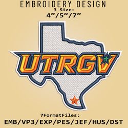 UT Rio Grande Valley Vaqueros NCAA Logo, Embroidery design, Vaqueros NCAA, Embroidery Files, Machine Embroider Pattern
