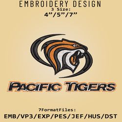 NCAA Pacific Tigers Logo, Embroidery design, NCAA Pacific Tigers, Embroidery Files, Machine Embroider Pattern