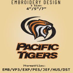 Pacific Tigers NCAA Logo, Embroidery design, NCAA Pacific Tigers, Embroidery Files, Machine Embroider Pattern