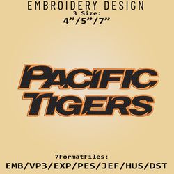 NCAA Pacific Tigers Logo, Embroidery design, Pacific Tigers NCAA, Embroidery Files, Machine Embroider Pattern