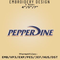 NCAA Pepperdine Waves Logo, Embroidery design, NCAA Waves, Embroidery Files, Machine Embroider Pattern