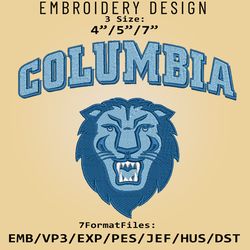 Columbia Lions NCAA Logo, Embroidery design, Columbia Lions NCAA, Embroidery Files, Machine Embroider Pattern