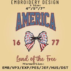 Coquette American, American Flag, 4th of July, USA, Independence day, Embroidery Files, Machine Embroider Pattern