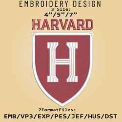 NCAA Harvard Crimson Logo, Embroidery design, Harvard Crimson NCAA, Embroidery Files, Machine Embroider Pattern