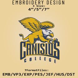 NCAA Canisius Golden Griffins Logo, Embroidery design, Canisius Golden NCAA, Embroidery Files, Machine Embroider Pattern