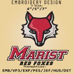 Marist Red Foxes NCAA Logo, Embroidery design, NCAA Marist Red Foxes, Embroidery Files, Machine Embroider Pattern
