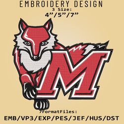 NCAA Marist Red Foxes Logo, Embroidery design, NCAA Marist Red Foxes, Embroidery Files, Machine Embroider Pattern