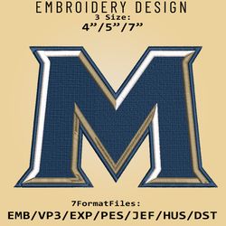 NCAA Mount St Marys Mountaineers Logo, Embroidery design, Mountaineers NCAA, Embroidery Files, Machine Embroider Pattern