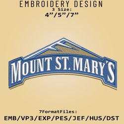 NCAA Mount St Marys Mountaineers Logo, Embroidery design, NCAA Mountaineers, Embroidery Files, Machine Embroider Pattern