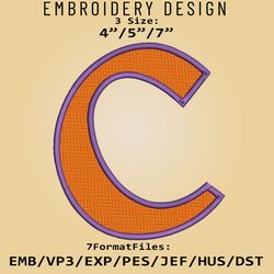 Clemson Tigers Logo NCAA, Embroidery design, NCAA Clemson Tigers, Embroidery Files, Machine Embroider Pattern
