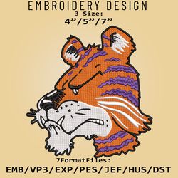 Clemson Tigers Logo NCAA, Embroidery design, Clemson Tigers NCAA, Embroidery Files, Machine Embroider Pattern
