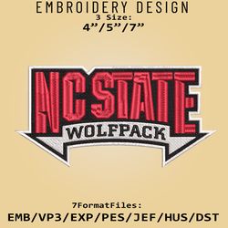 NCAA NC State Wolfpack Logo, Embroidery design NCAA, NCAA NC State Wolfpack, Embroidery Files, Machine Embroider Pattern