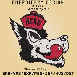 NC State Wolfpack NCAA Logo, NCAA Embroidery design, NCAA NC State Wolfpack, Embroidery Files, Machine Embroider Pattern