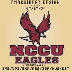 NCAA North Carolina Central Eagles Logo, Embroidery design, NCAA Eagles, Embroidery Files, Machine Embroider Pattern