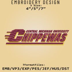 NCAA Central Michigan Chippewas Logo, Embroidery design NCAA, Chippewas, Embroidery Files, Machine Embroider Pattern