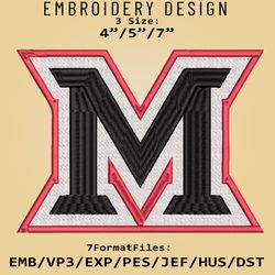 Miami (OH) RedHawks NCAA Logo, Embroidery design, Miami (OH) RedHawks, Embroidery Files, Machine Embroider Pattern