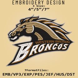 NCAA Western Michigan Broncos Logo, Embroidery design, Broncos NCAA, Embroidery Files, Machine Embroider Pattern