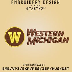 Western Michigan Broncos NCAA Logo, Embroidery design, Broncos NCAA, Embroidery Files, Machine Embroider Pattern