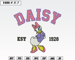 Disney Daisy Duck Est 1928 Embroidery Designs, Machine Embroidery Files, Disney Embroidery Files
