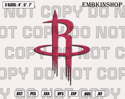 Houston Rockets Logo Embroidery Design File, NBA Teams Embroidery Designs, Instant Download