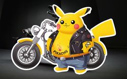 pikachu sticker, pokemon sticker, printable svg vector & illustration, pikachu biker, pikachu clipart, pikachu print pdf