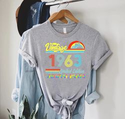 60th Birthday Shirt, Vintage 1963 T-shirt, Turning 60 Tshirt for Woman,Husband 60th Birthday Gift,Friend 60th Birthday,S