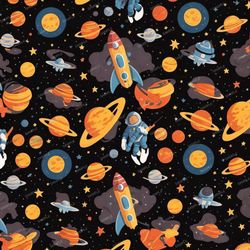 Kids in Space Pattern Tileable Repeating Pattern