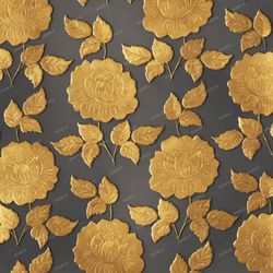 Embossed Gold Flowers Wallpaper Pattern Tileable Repeating Pattern