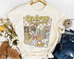 Disney Oliver & Company Checkerboard Poster T-Shirt, Family Matching Tee Disneyland Trip Birthday Gifts Unisex Adult T-s