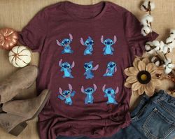 Disney Many Moods of Stitch T-Shirt, Lilo and Stitch Shirt, Family Matching Tee Disneyland Trip Gift Unisex Adult T-shir