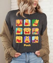 Disney Winnie The Pooh Portrait Moods Retro 90s Shirt, Pooh Tee, Magic Kingdom,Disneyland Family Matching Tee Unisex Adu