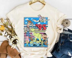 Disney Pixar Toy Story 95 Retro Distressed Colorful Characters T-Shirt, Disneyland Epcot Family Matching Shirts Unisex A