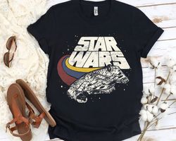 Star Wars Falcon Ship Three Stripes Graphic Shirt, Star Wars Fan Gift Shirt, Disney Star Wars Gift Shirt,Disneyland Fami