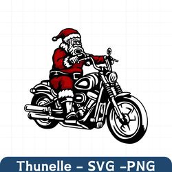 Biker Santa SVG | Cute Funny Christmas SVG | Cool Santa Claus Riding Motorcycle | Cricut Silhouette Printable Clipart Di