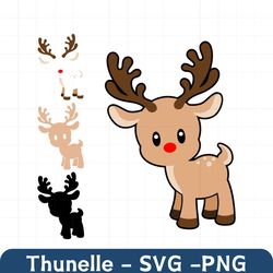 Rudolph SVG. PNG. Cricut cut files, layered files. Silhouette files. Christmas. Reindeer. Red Nosed Reindeer. Instant do