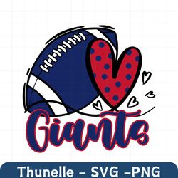 Giants Heart Football Svg Digital Download