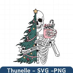 Sorta Merry Sorta Scary Christmas Skeleton Tree Svg