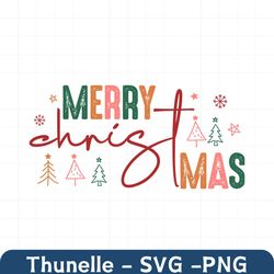 Retro Merry Christmas Trees SVG